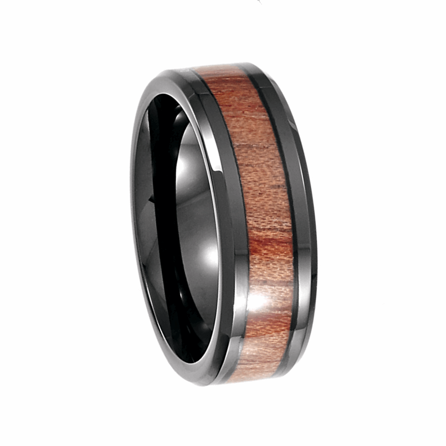 Black Cobalt Ring with Rosewood Inlay