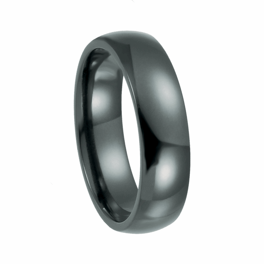 Black Titanium Domed Polished Band, 6mm Width
