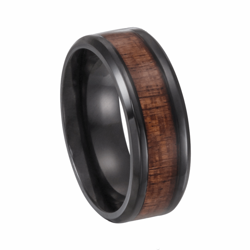 Black Titanium with Beveled Edge and Aniegre Wood Inlay
