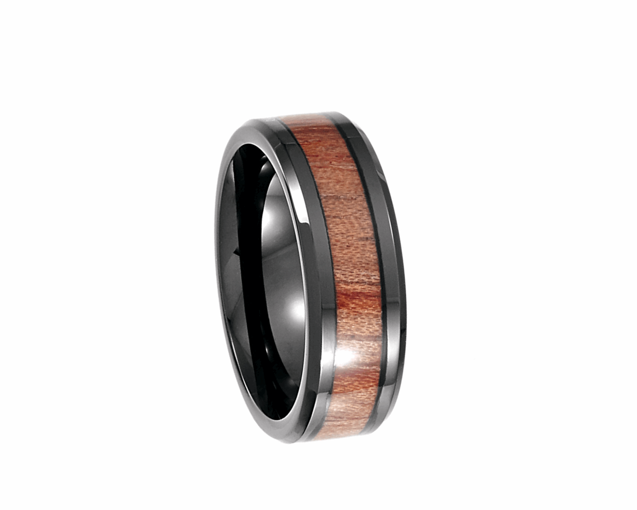 Black Cobalt Ring with Rosewood Inlay