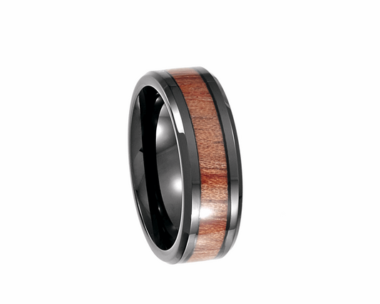 Black Cobalt Ring with Rosewood Inlay