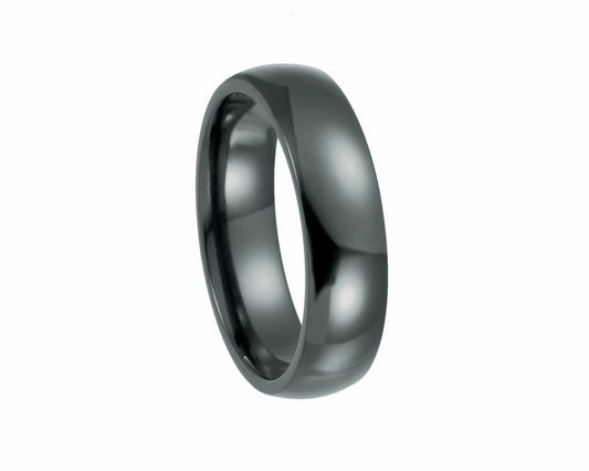 Black Titanium Domed Polished Band, 6mm Width