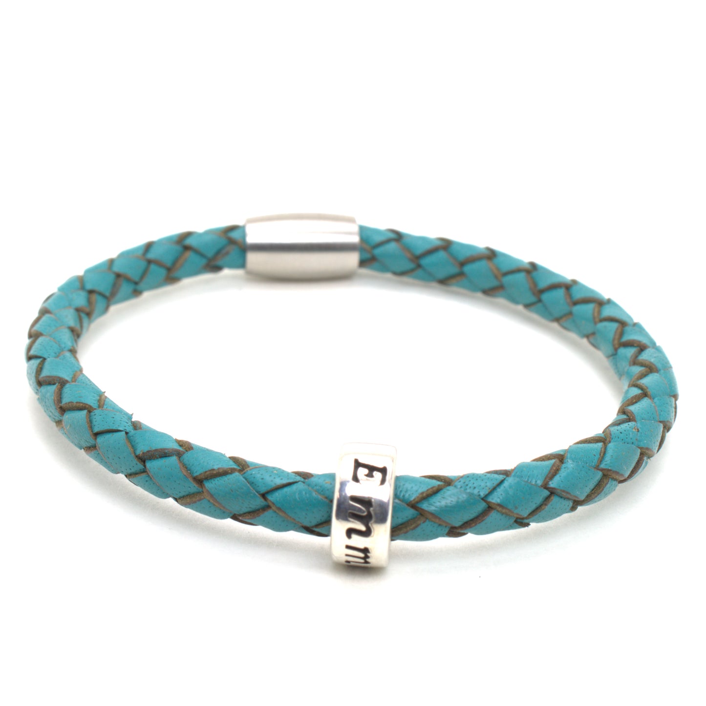 Turquoise Genuine Leather Braided Custom Bracelet