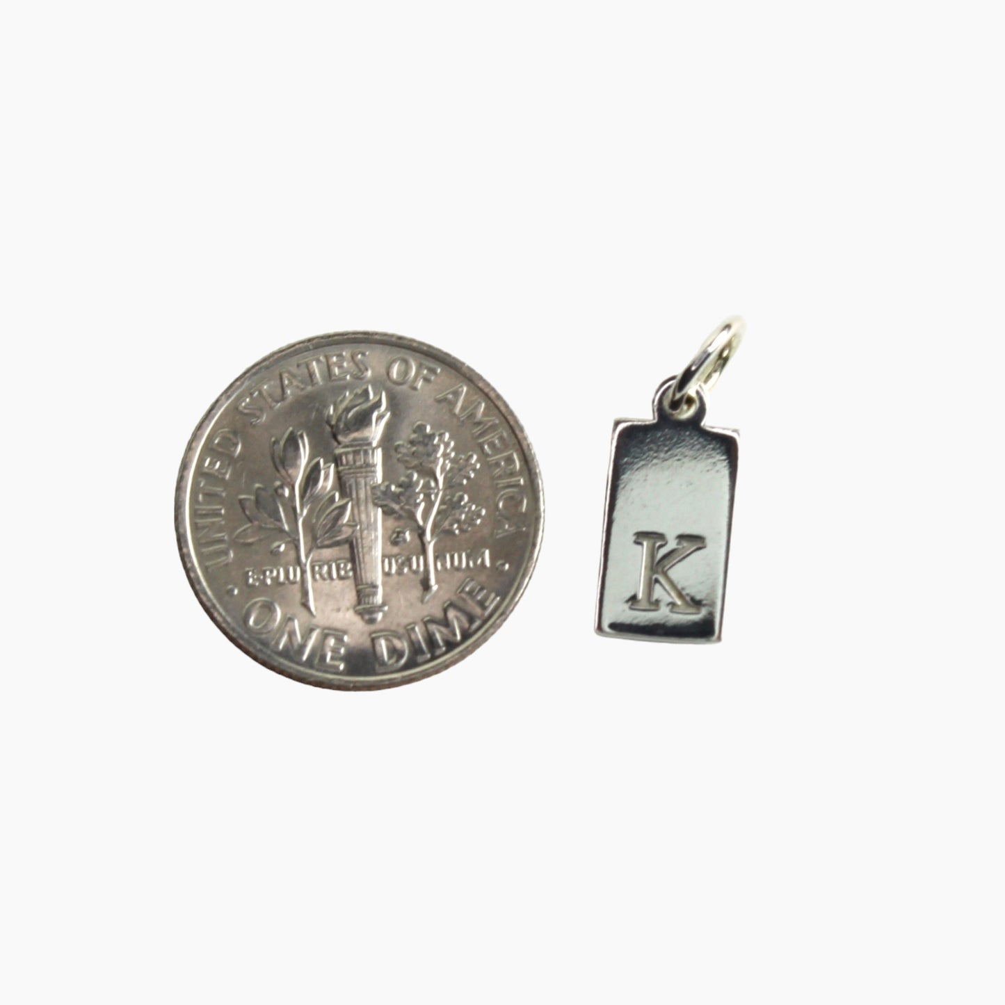 Small Initial Rectangle Necklace in Sterling Silver