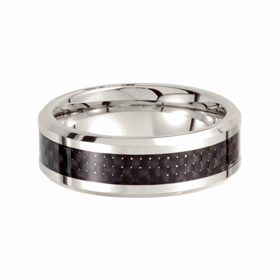 Cobalt Ring with Black Carbon Fiber Inlay