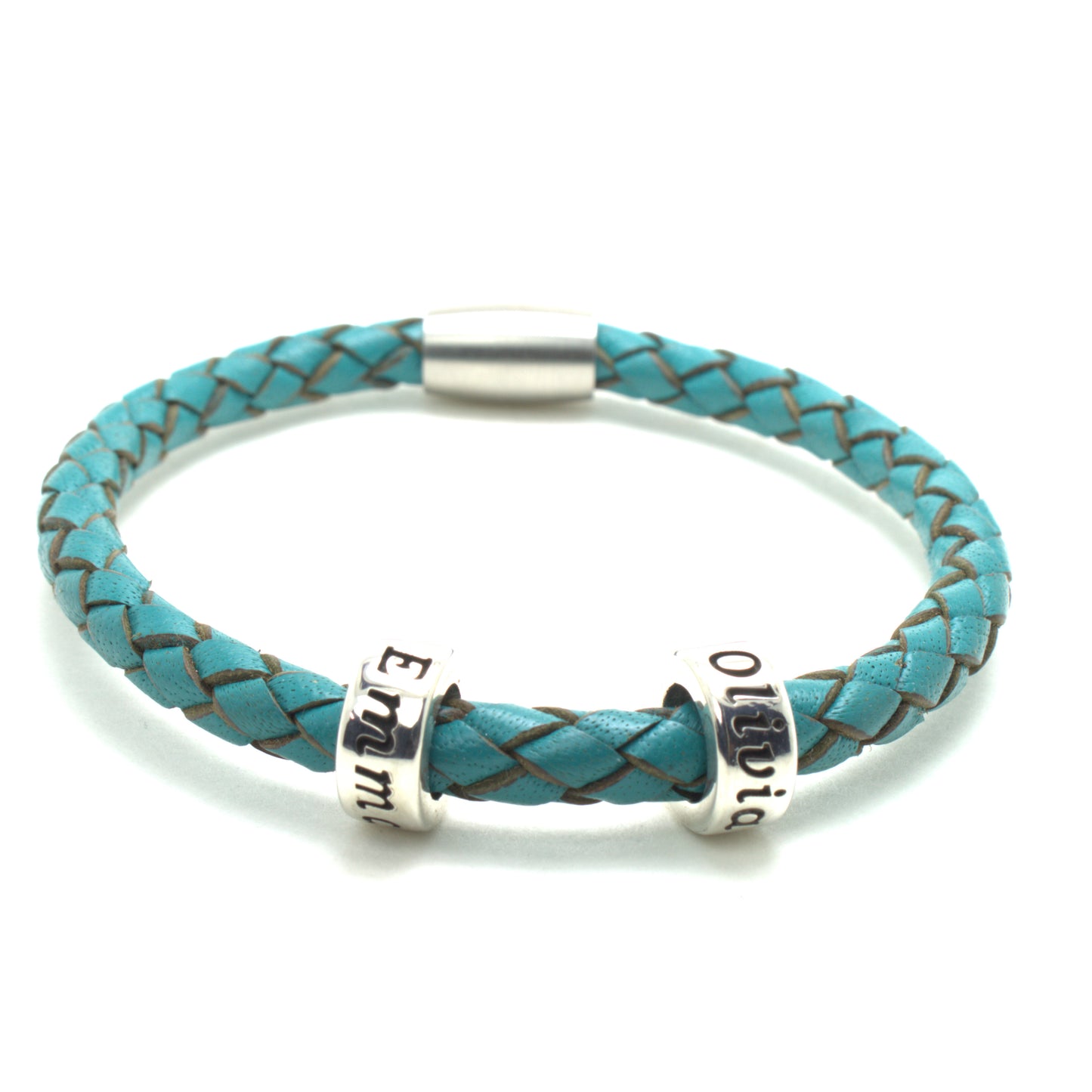 Turquoise Genuine Leather Braided Custom Bracelet