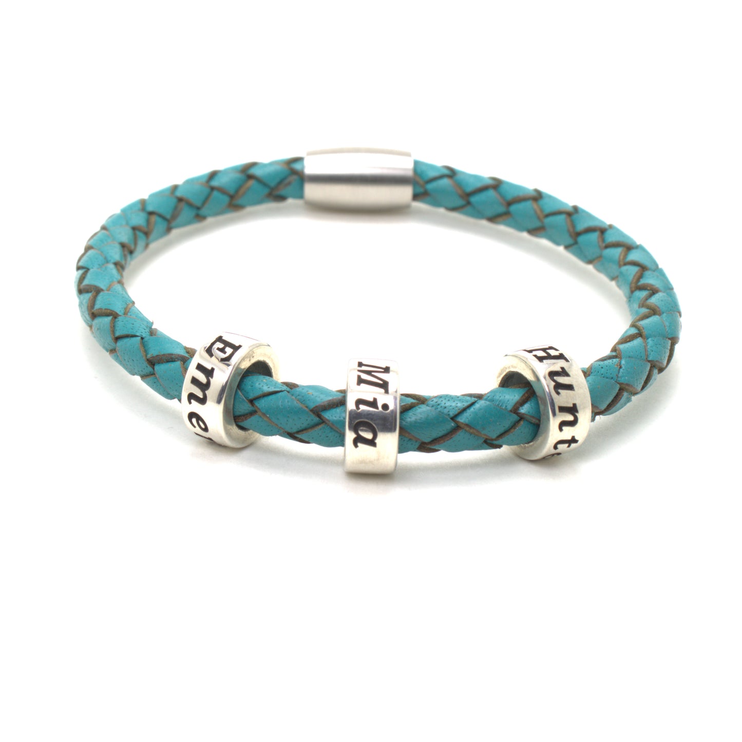 Turquoise Genuine Leather Braided Custom Bracelet
