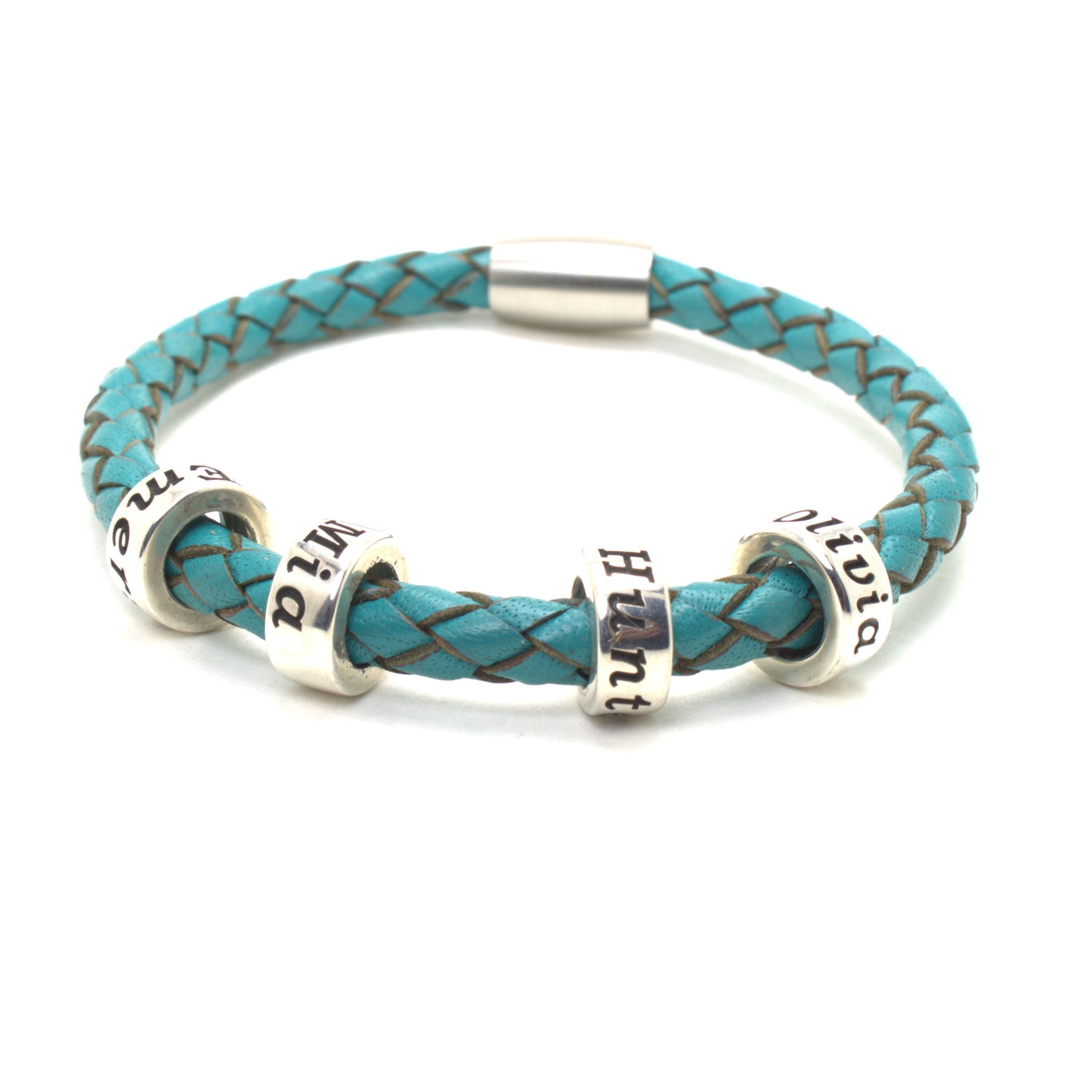 Turquoise Genuine Leather Braided Custom Bracelet