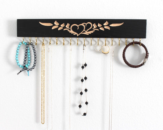 Jewelry Organizer Black Lacquer wall mount