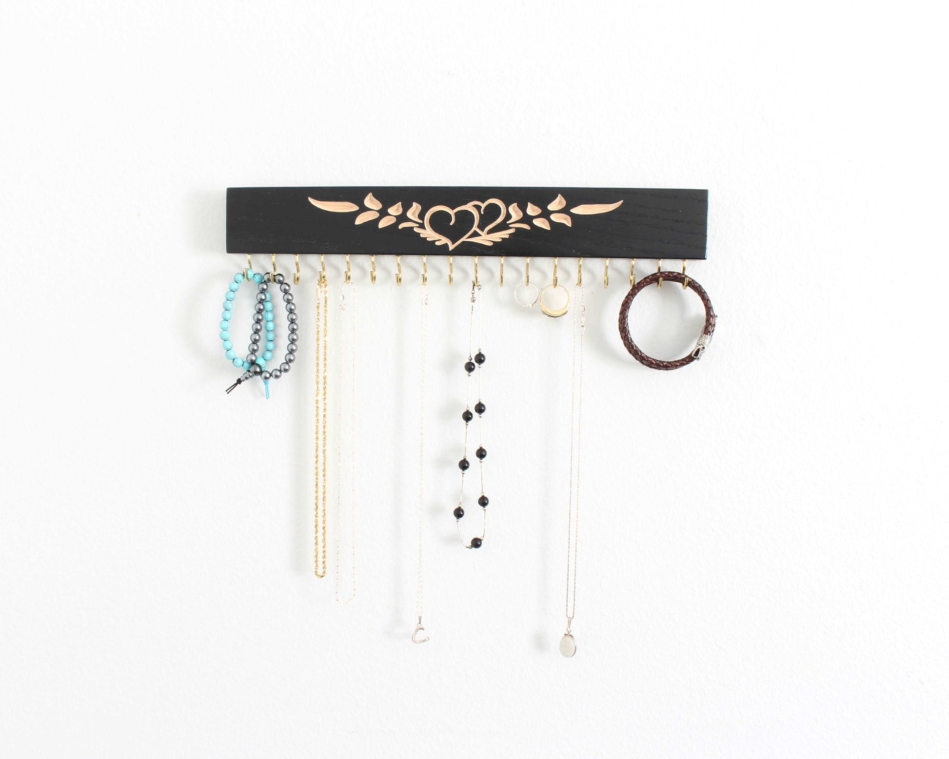 Jewelry Organizer Black Lacquer wall mount