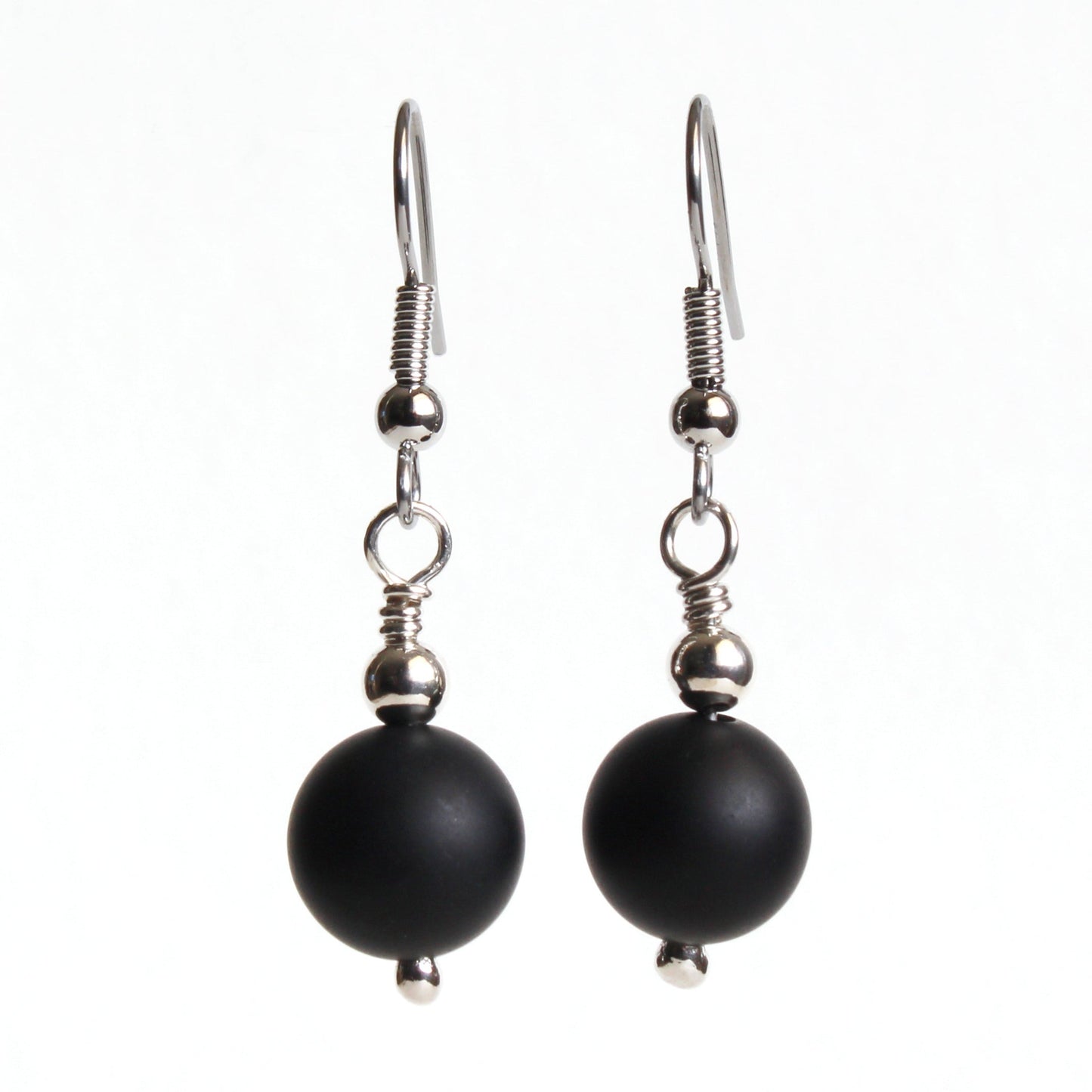 Sterling Silver Black Agate Earrings