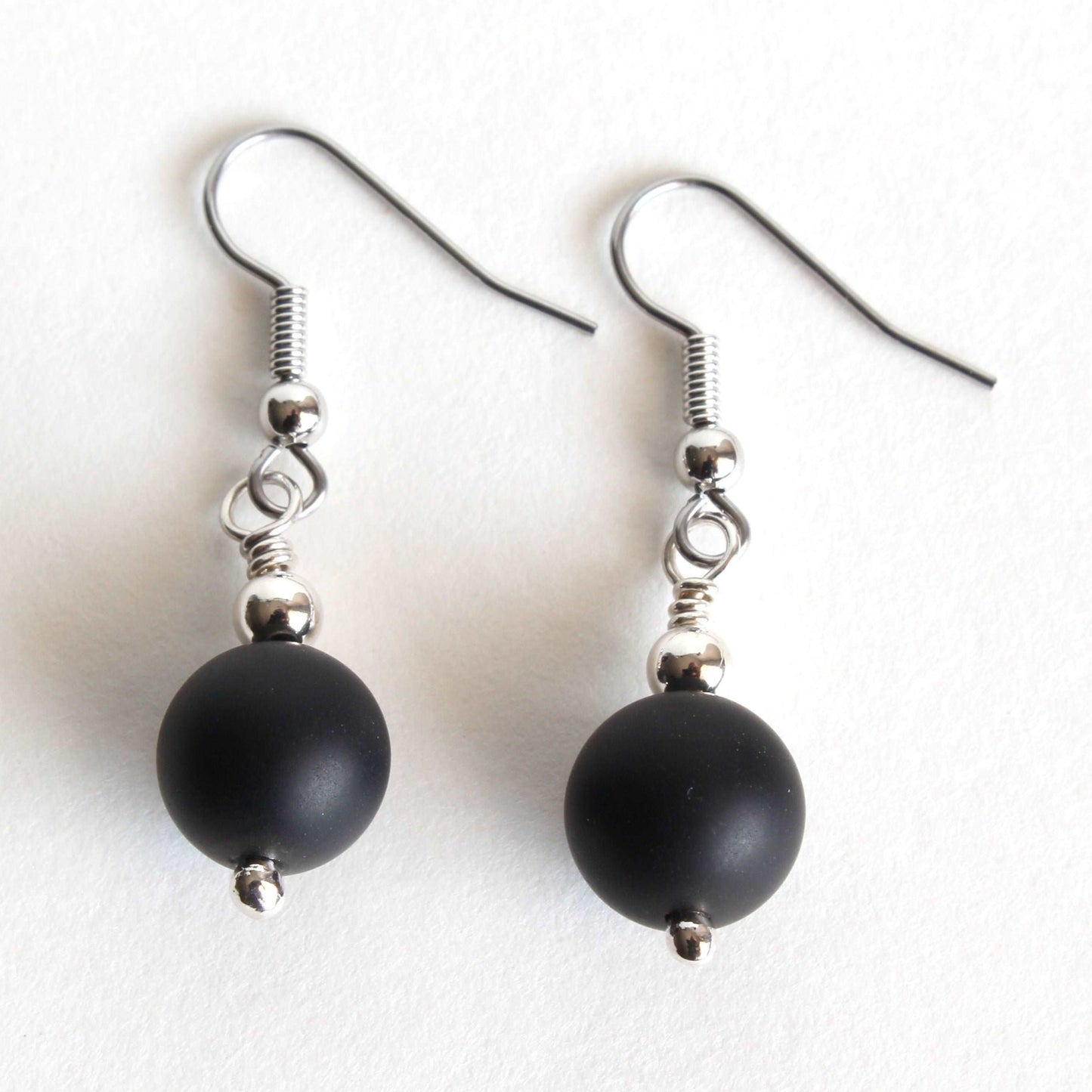 Sterling Silver Black Agate Earrings