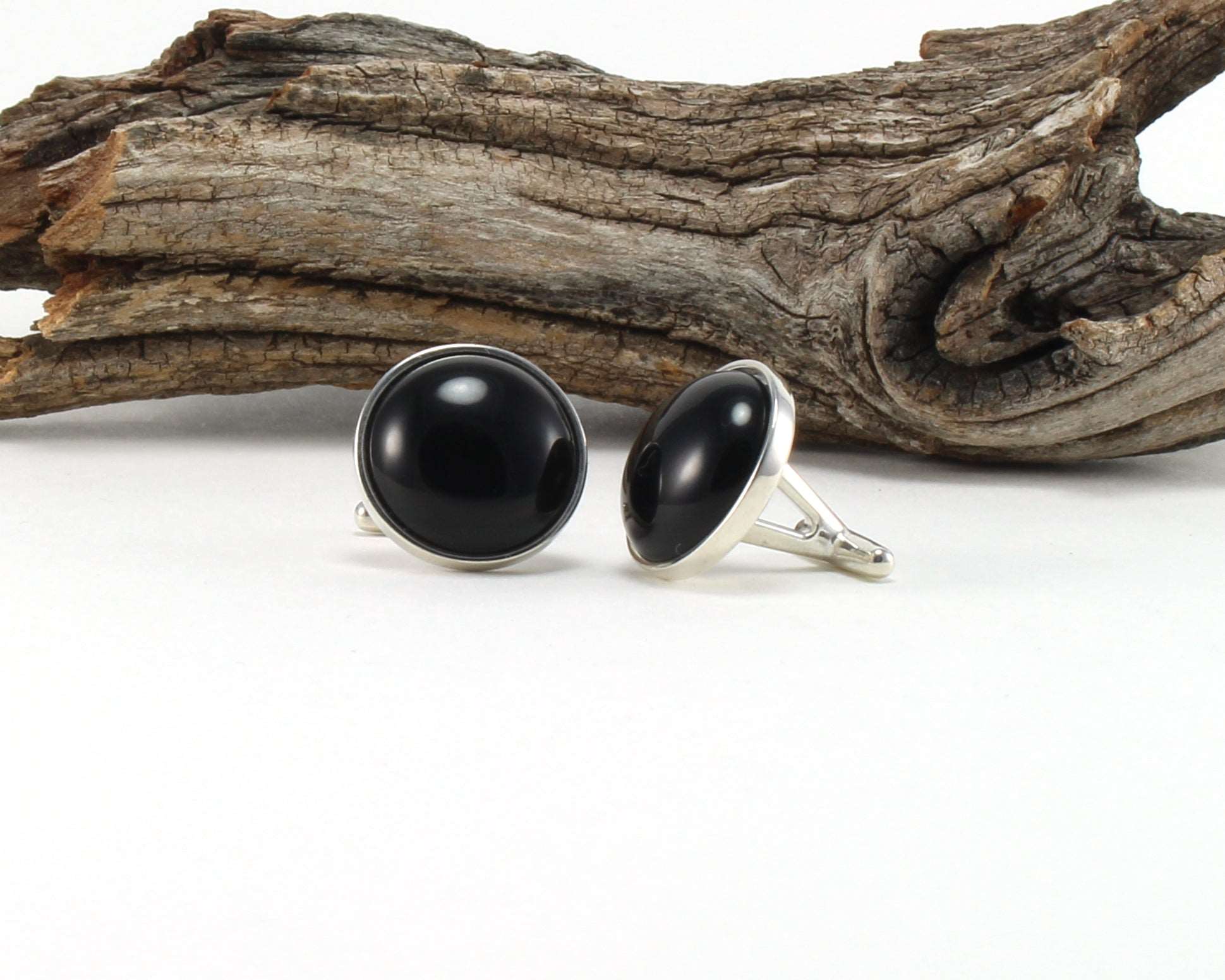 925 Sterling Silver Cuff Links with Black Onyx