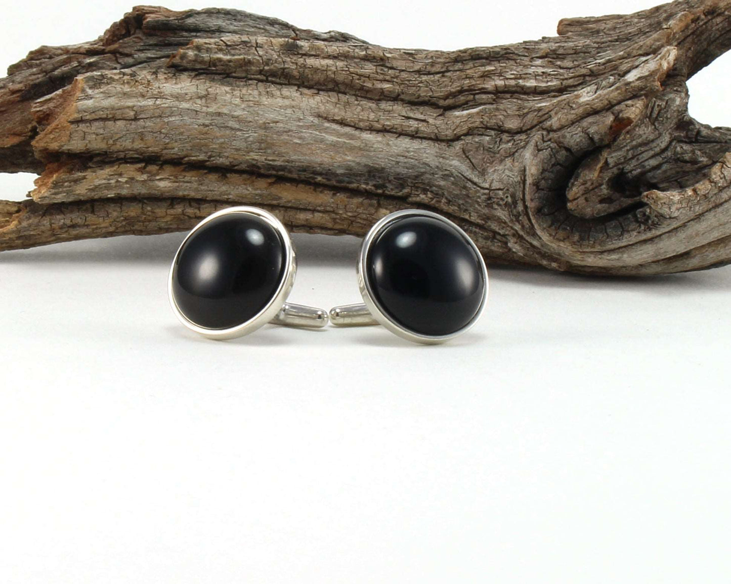 925 Sterling Silver Cuff Links with Black Onyx