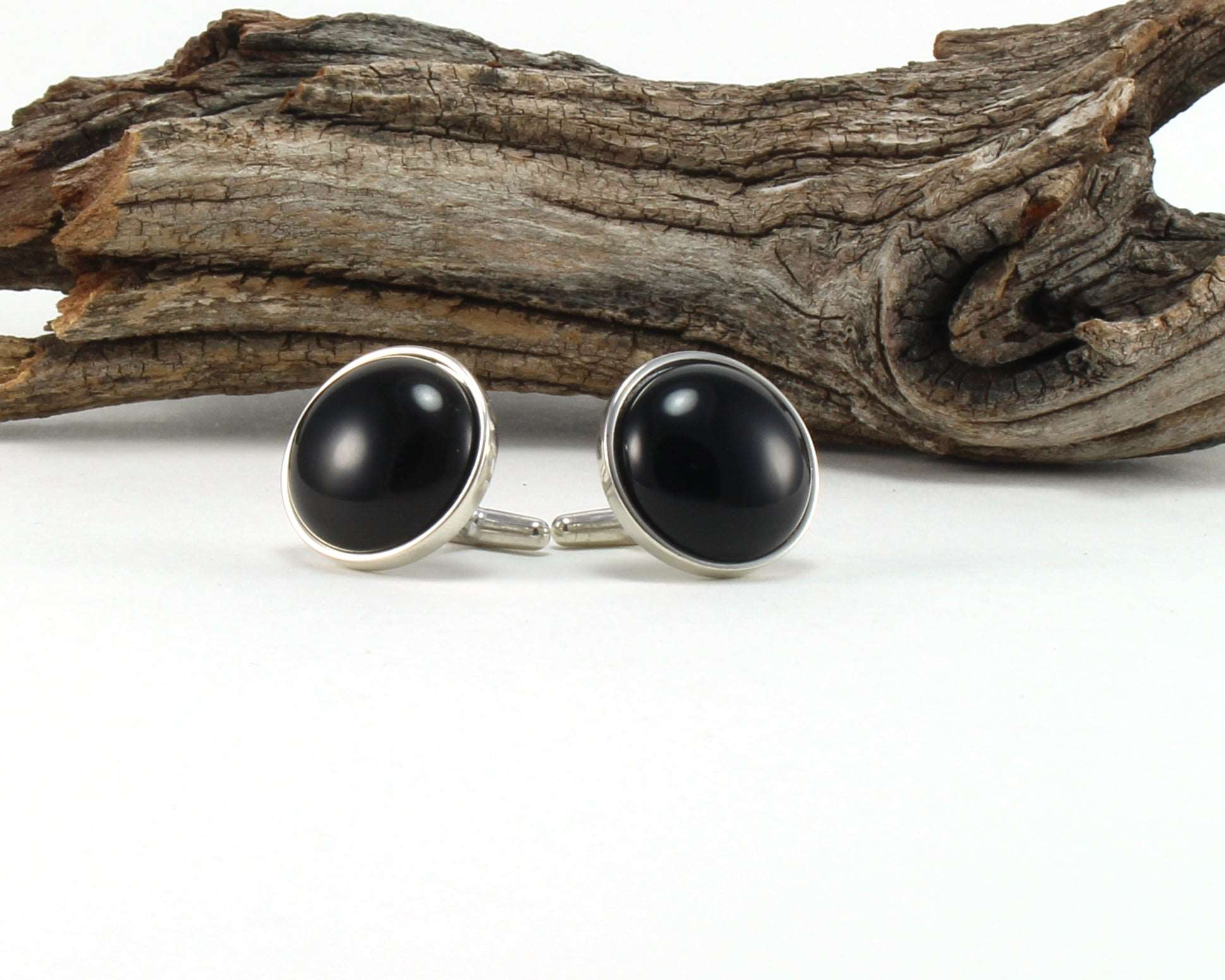 925 Sterling Silver Cuff Links with Black Onyx