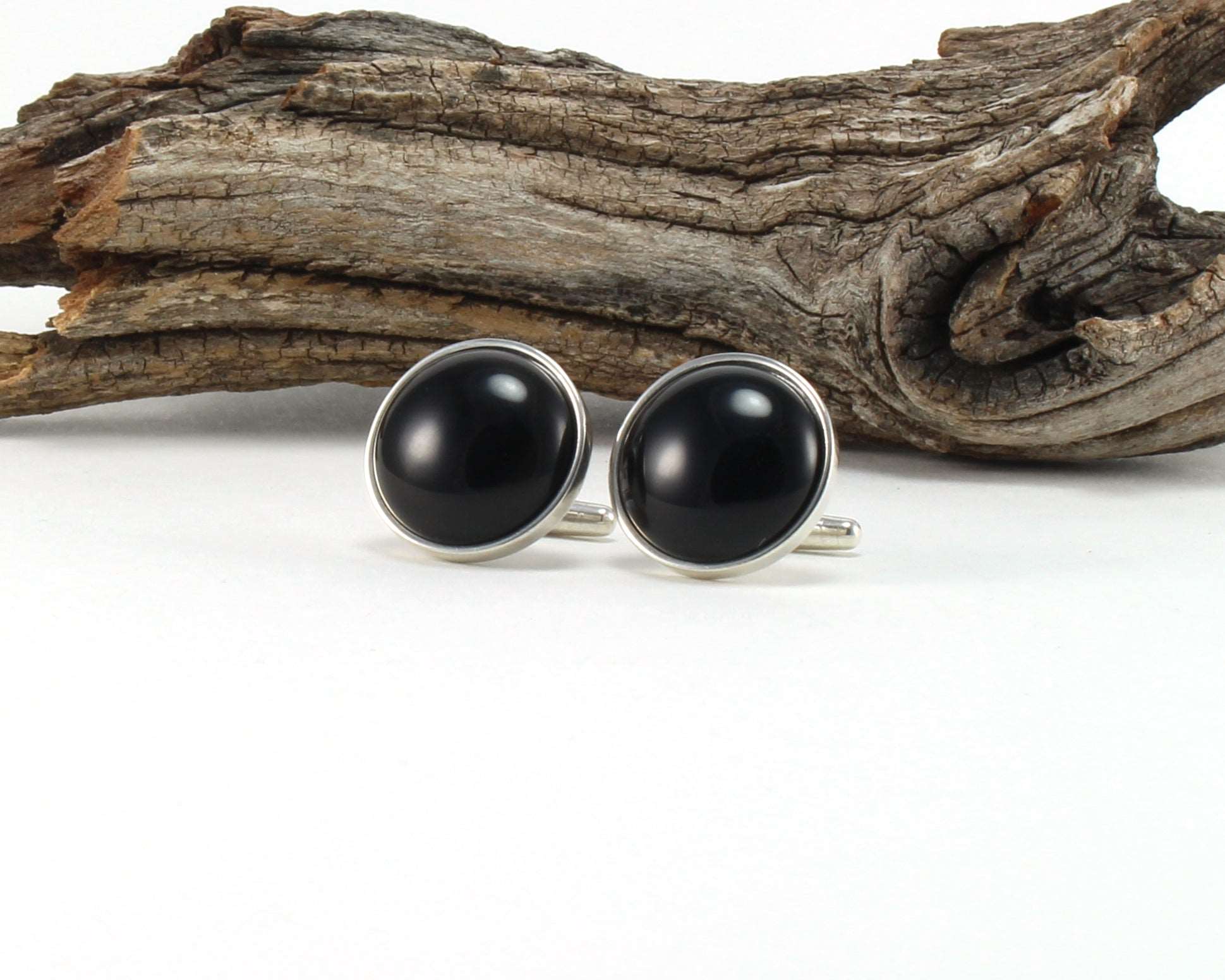 925 Sterling Silver Cuff Links with Black Onyx