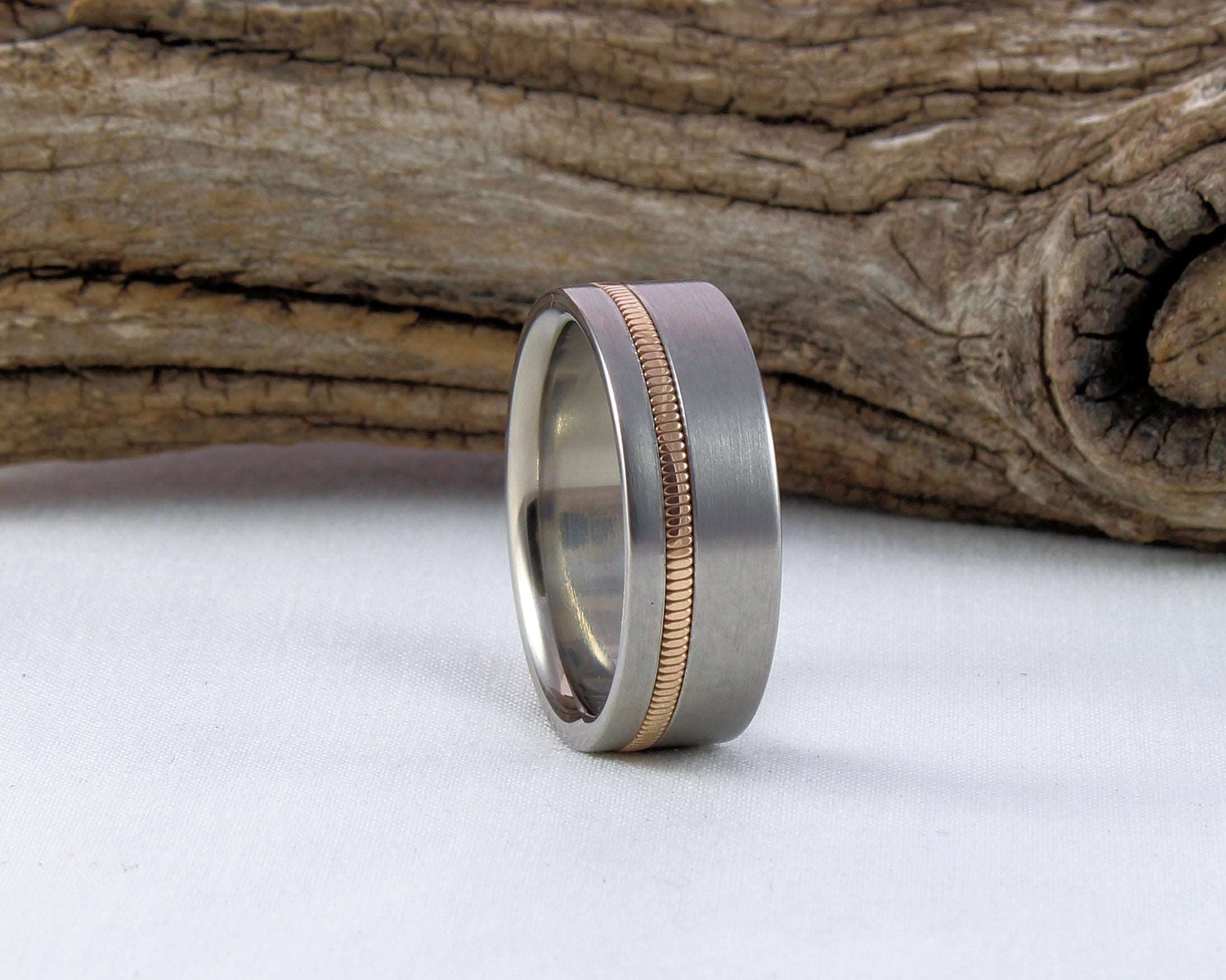 Titanium Guitar Ring with Phosphor Bronze String Inlay