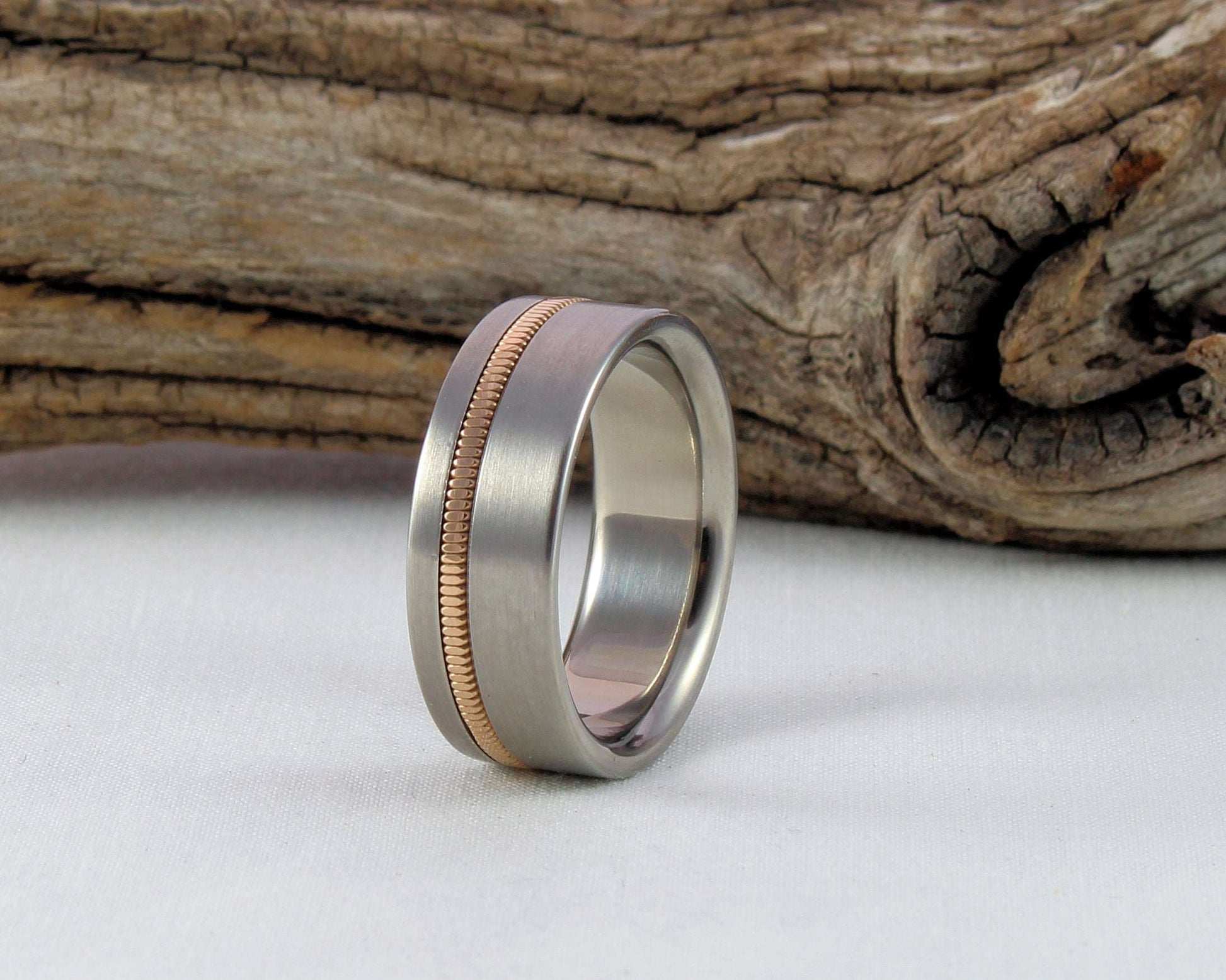 Titanium Guitar Ring with Phosphor Bronze String Inlay
