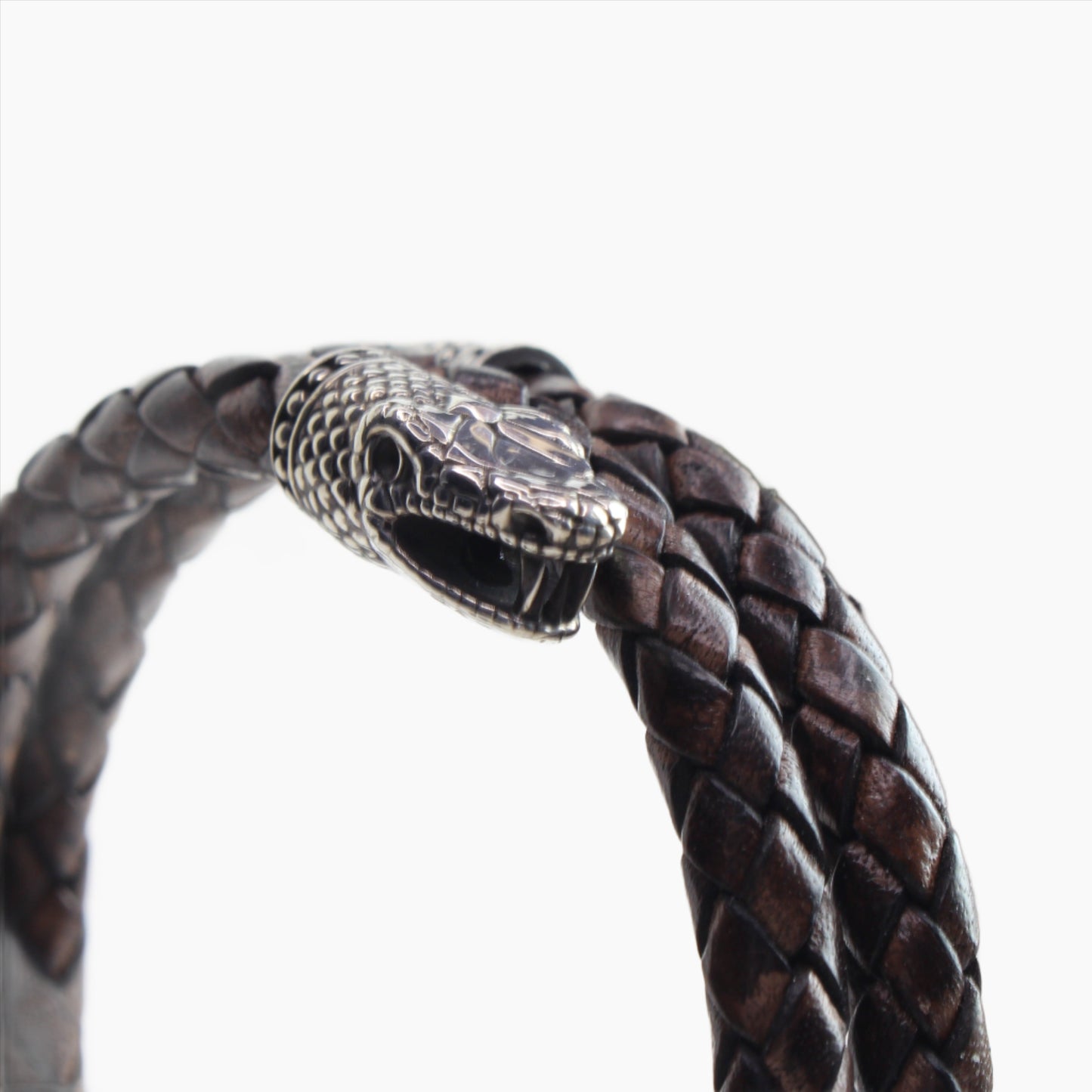 Snake Head Leather Coil Bracelet