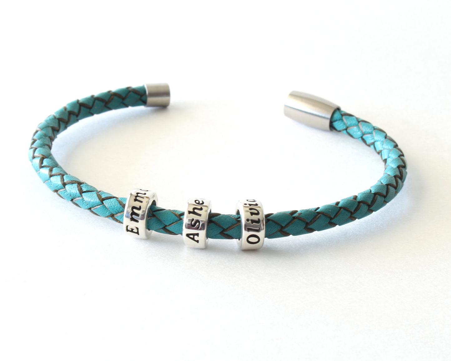 Turquoise Genuine Leather Braided Custom Bracelet