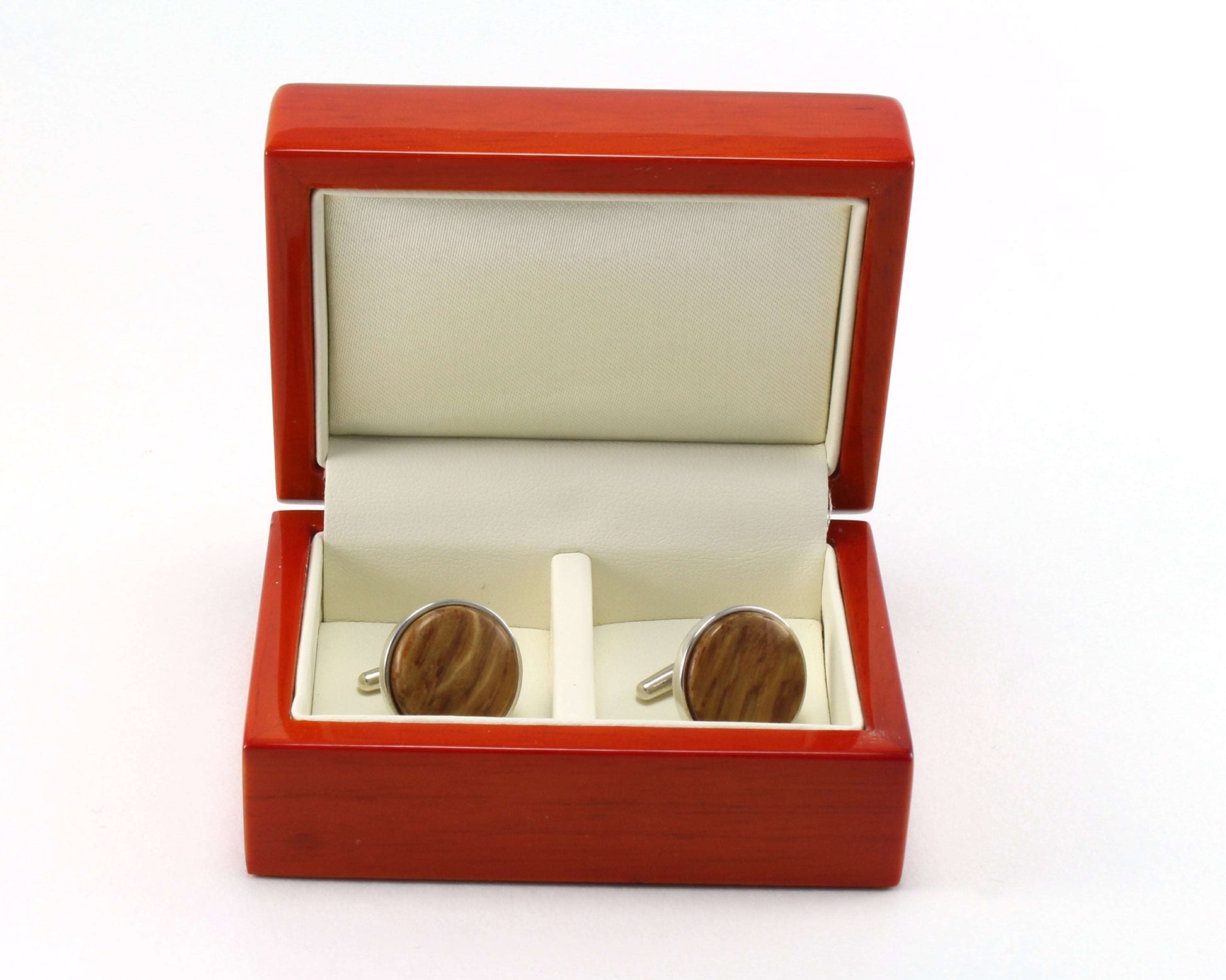 925 Sterling Silver Cuff Links with Bourbon Whiskey Barrel Wood