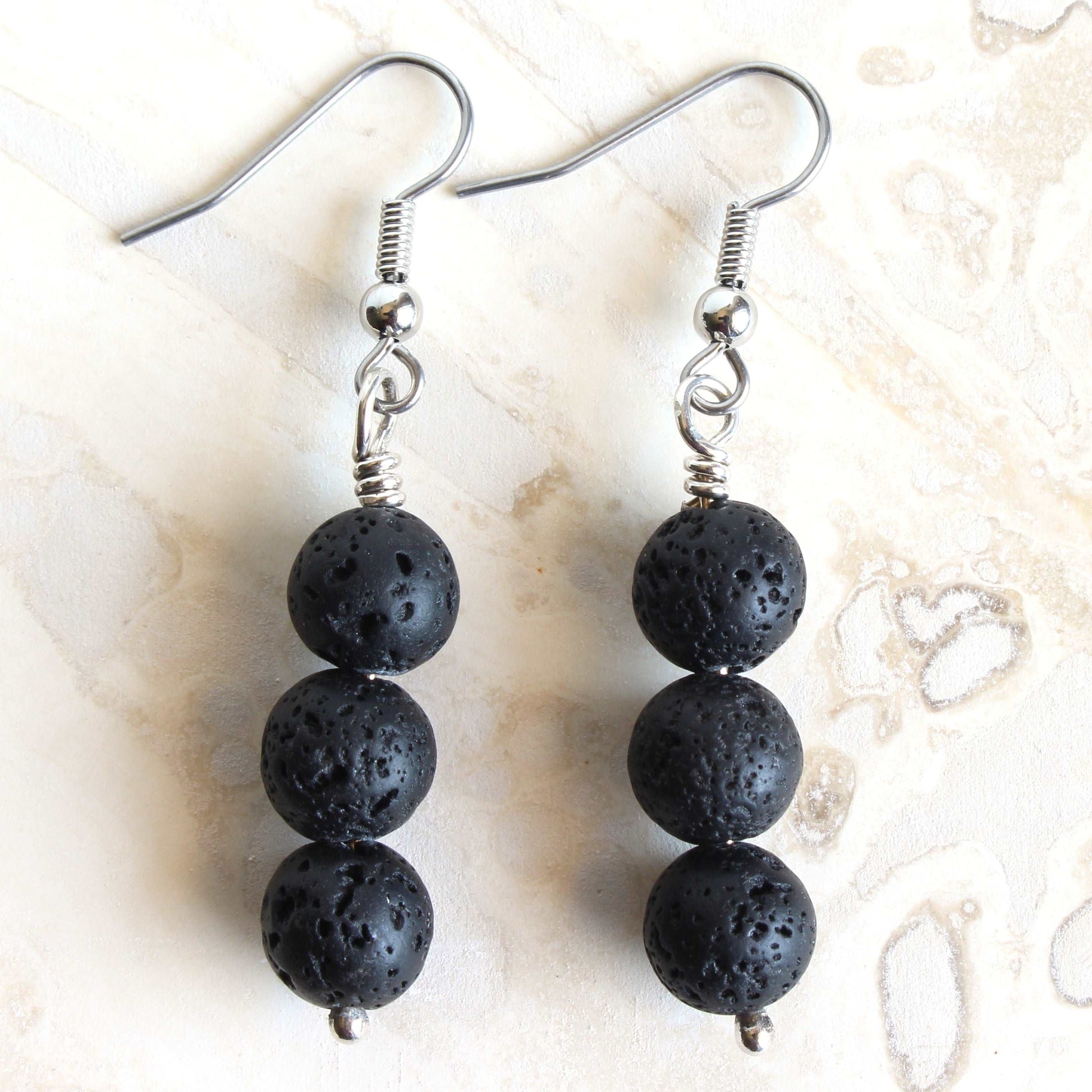 Lava Rock Bead Earrings