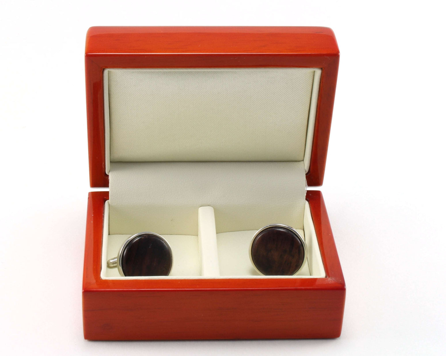 925 Sterling Silver Cuff Links with East Indian Rose Wood Inlay
