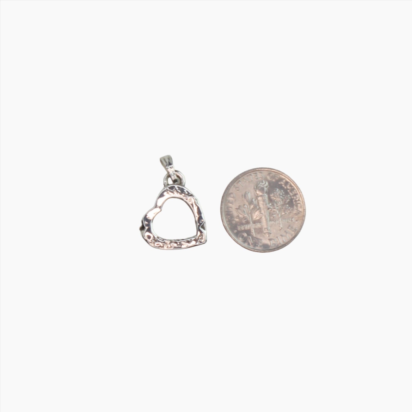 Sterling Silver Textured Heart Necklace - small