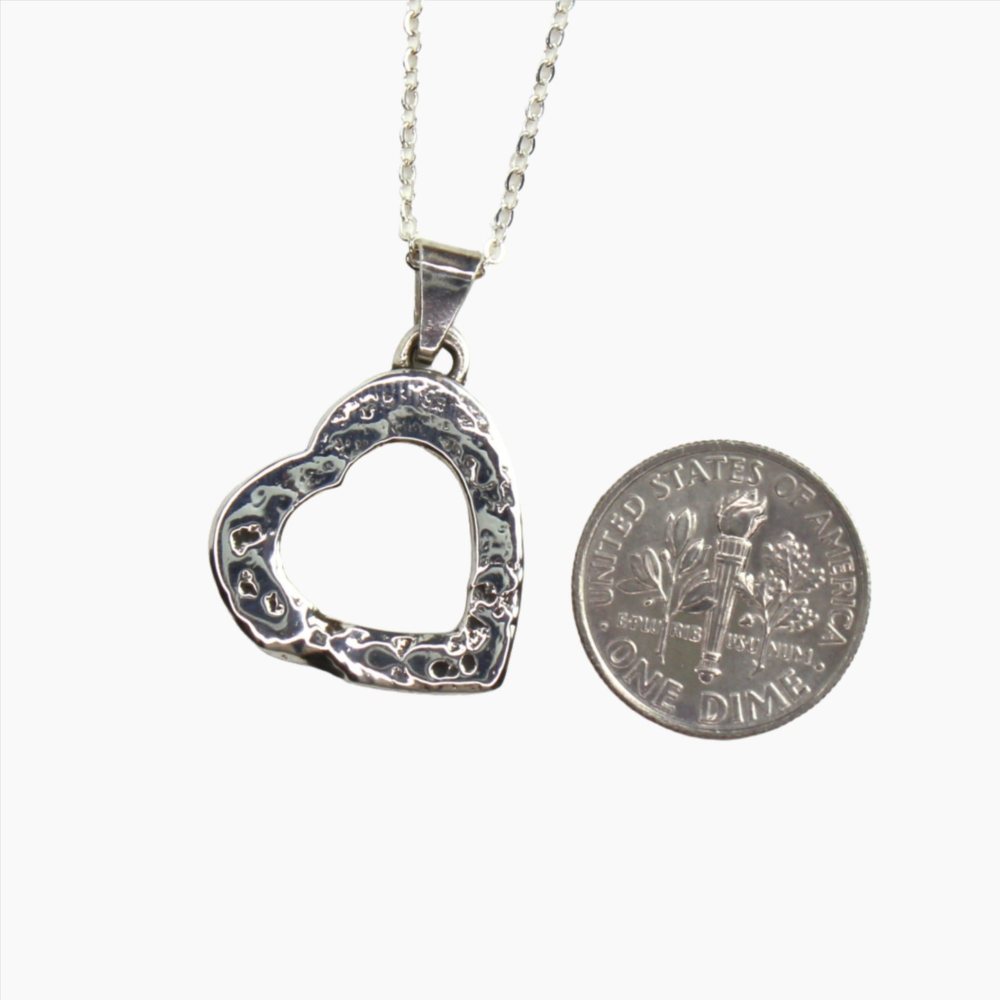 Sterling Silver Textured Heart Necklace