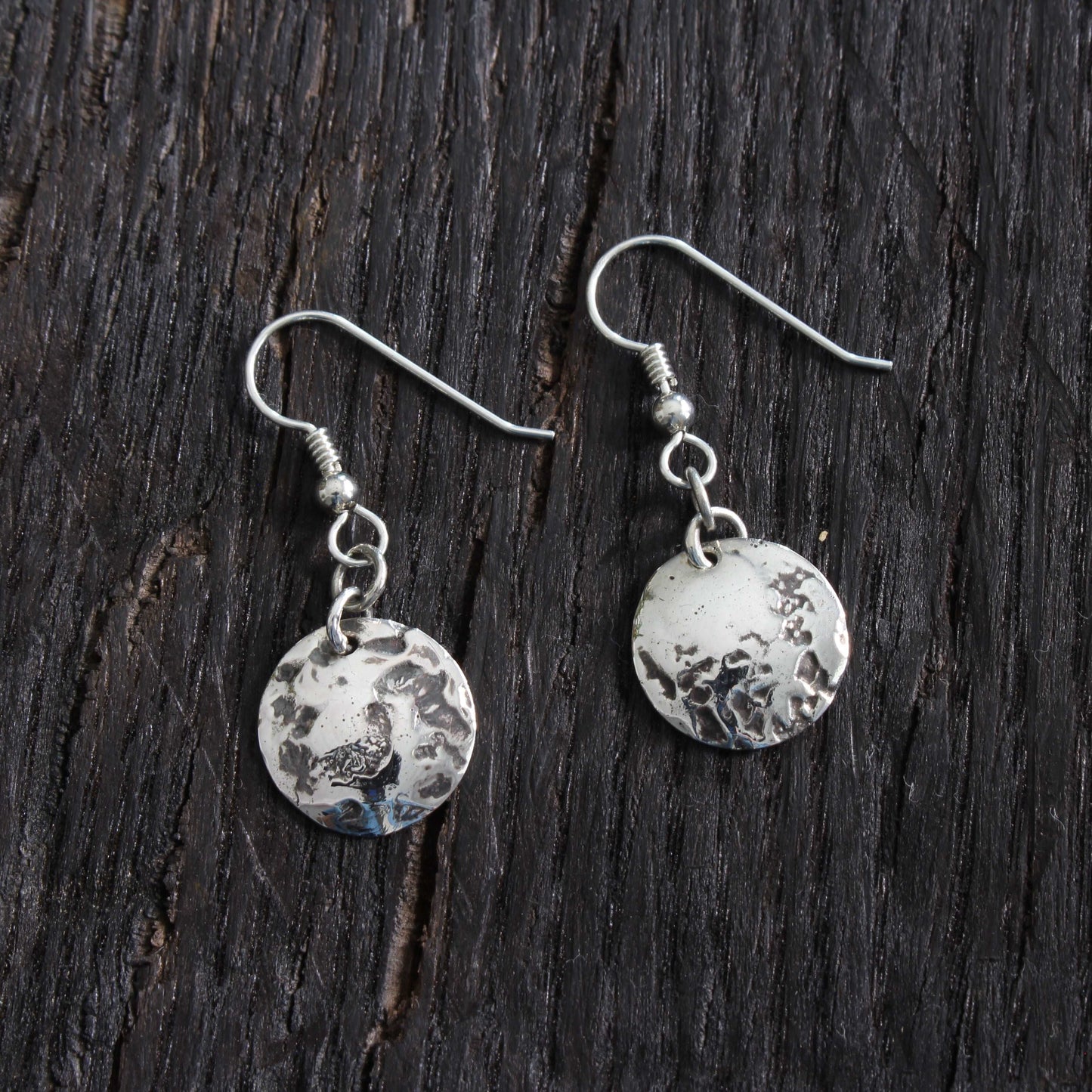 Sterling Silver Textured Disc Earrings