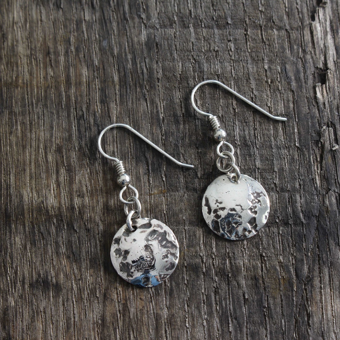 Sterling Silver Textured Disc Earrings