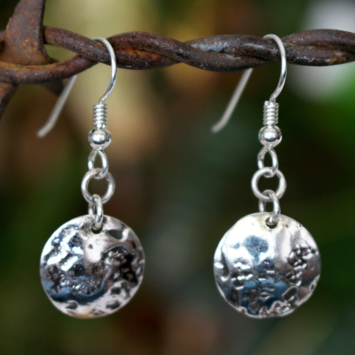 Sterling Silver Textured Disc Earrings