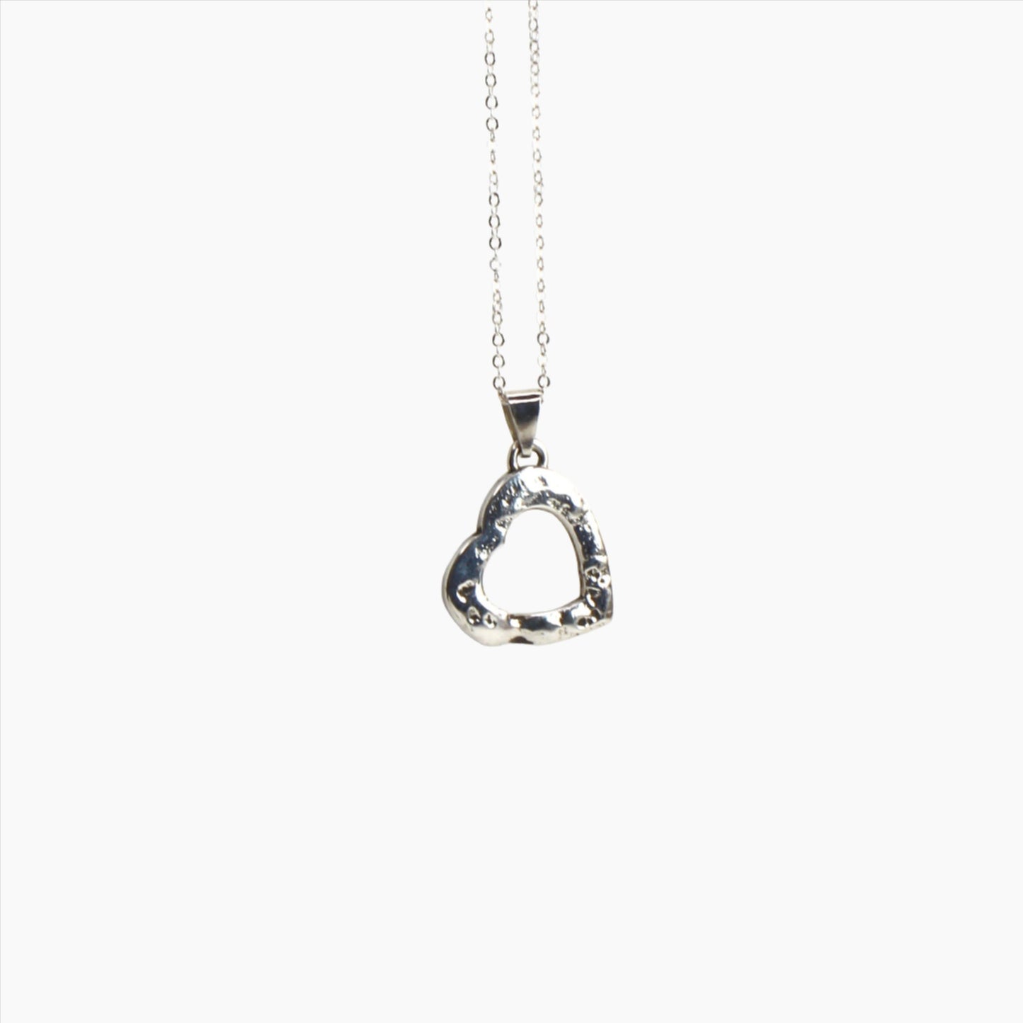 Sterling Silver Textured Heart Necklace