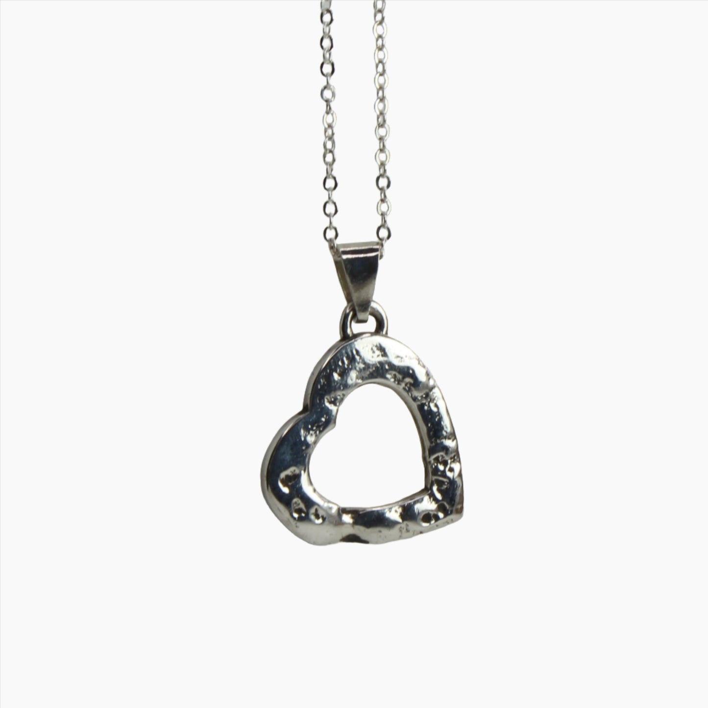 Sterling Silver Textured Heart Necklace