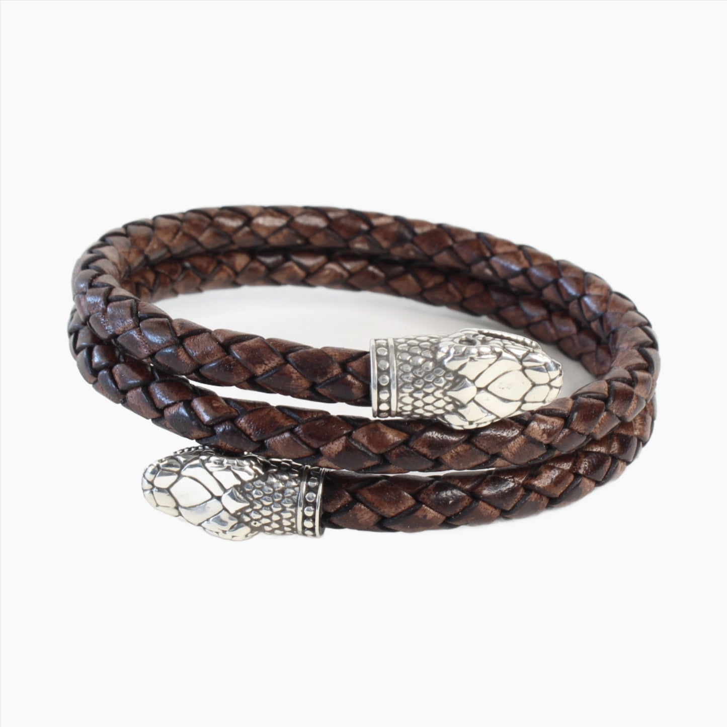 Snake Head Leather Coil Bracelet