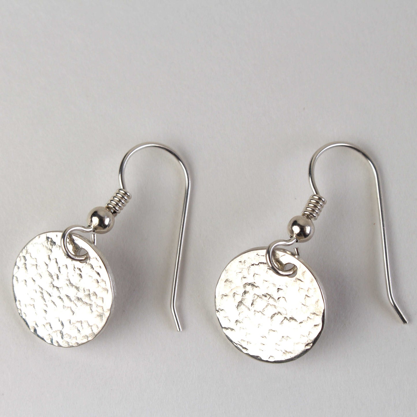 Sterling Silver Hammered Disc Earrings Argentium Silver