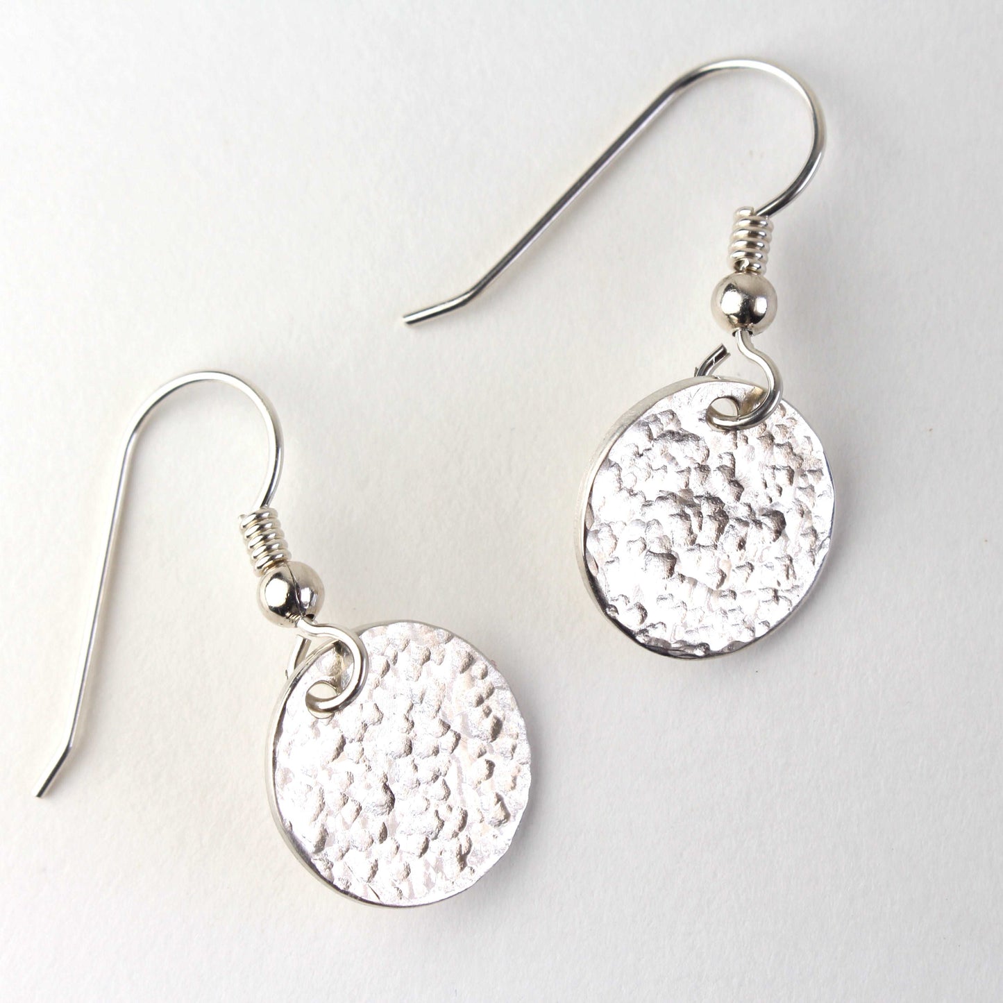 Sterling Silver Hammered Disc Earrings Argentium Silver
