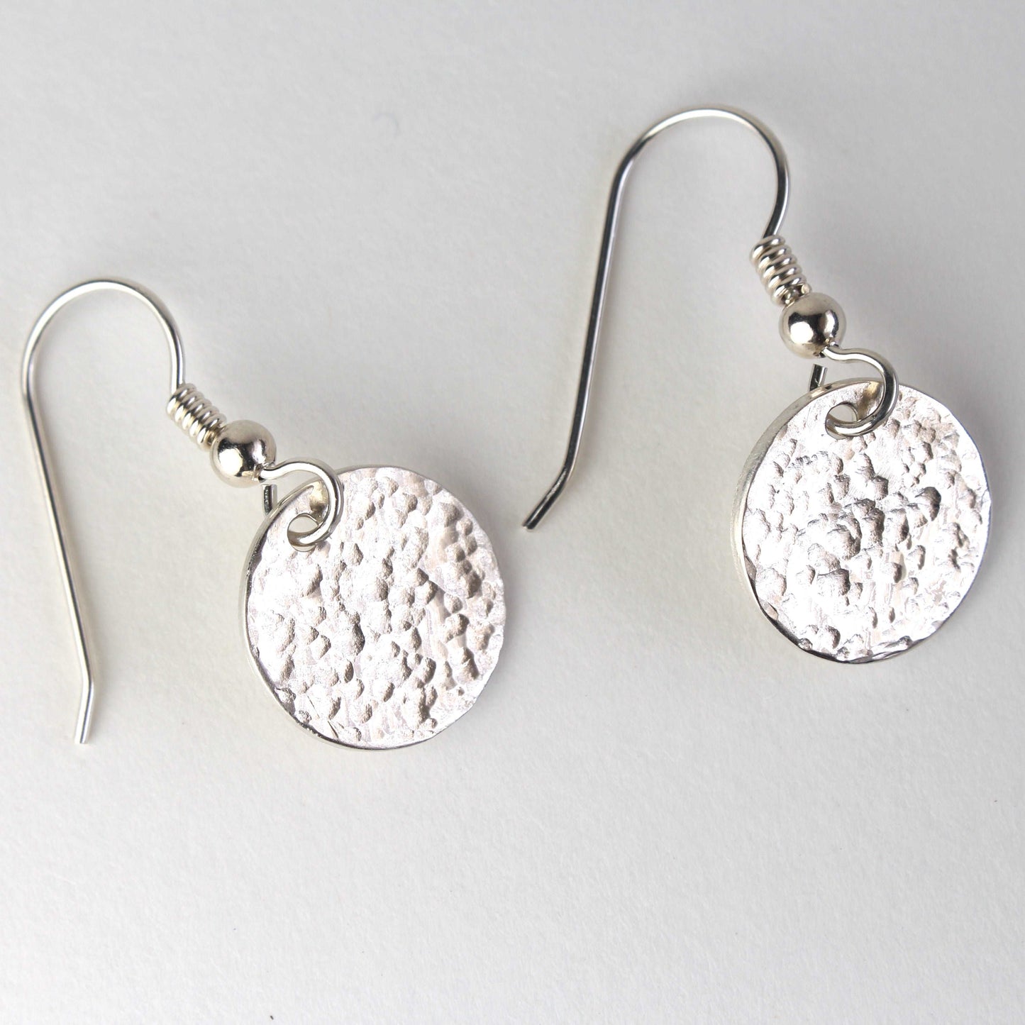 Sterling Silver Hammered Disc Earrings Argentium Silver