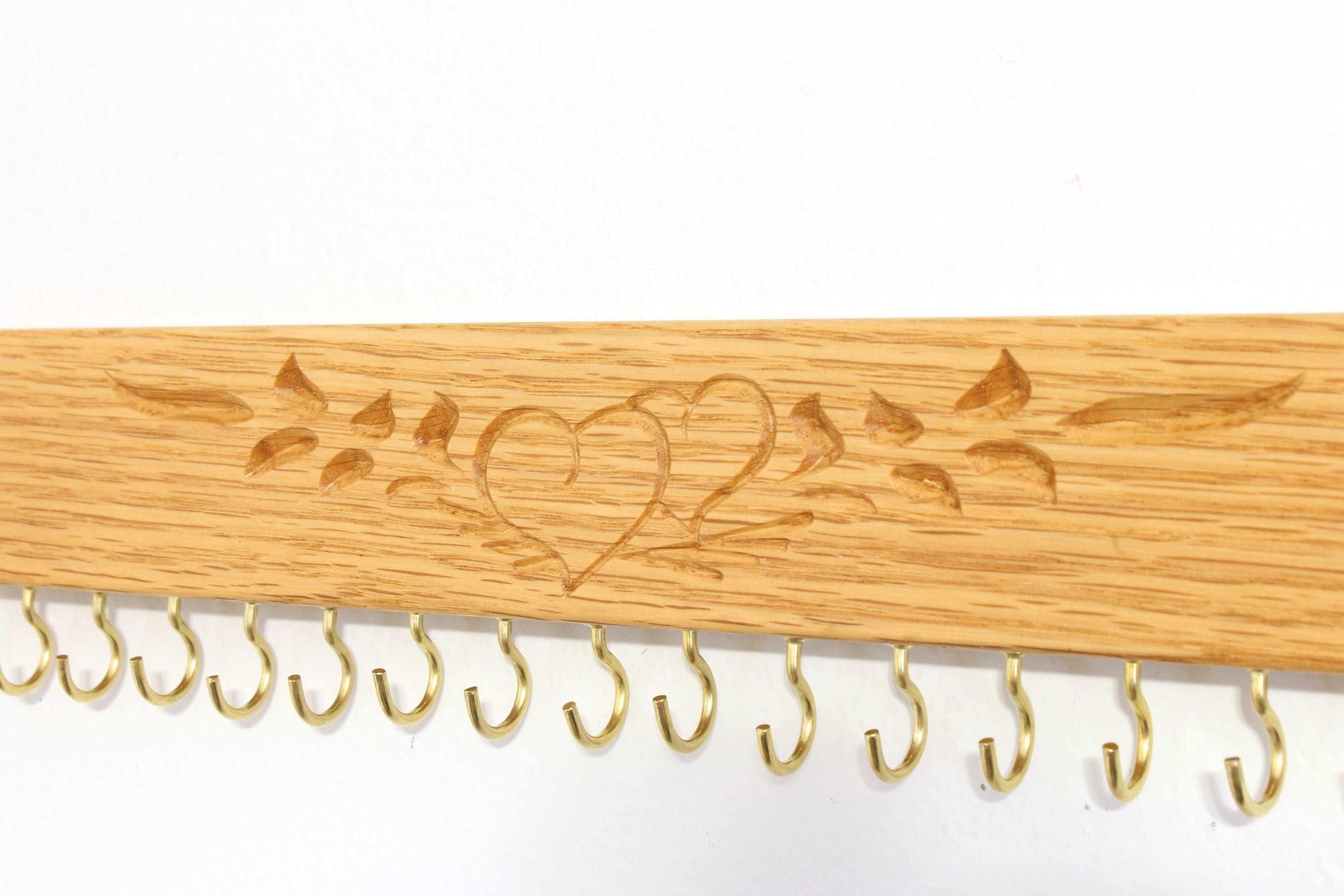 Jewelry Organizer Natural Oak wall mount engraved