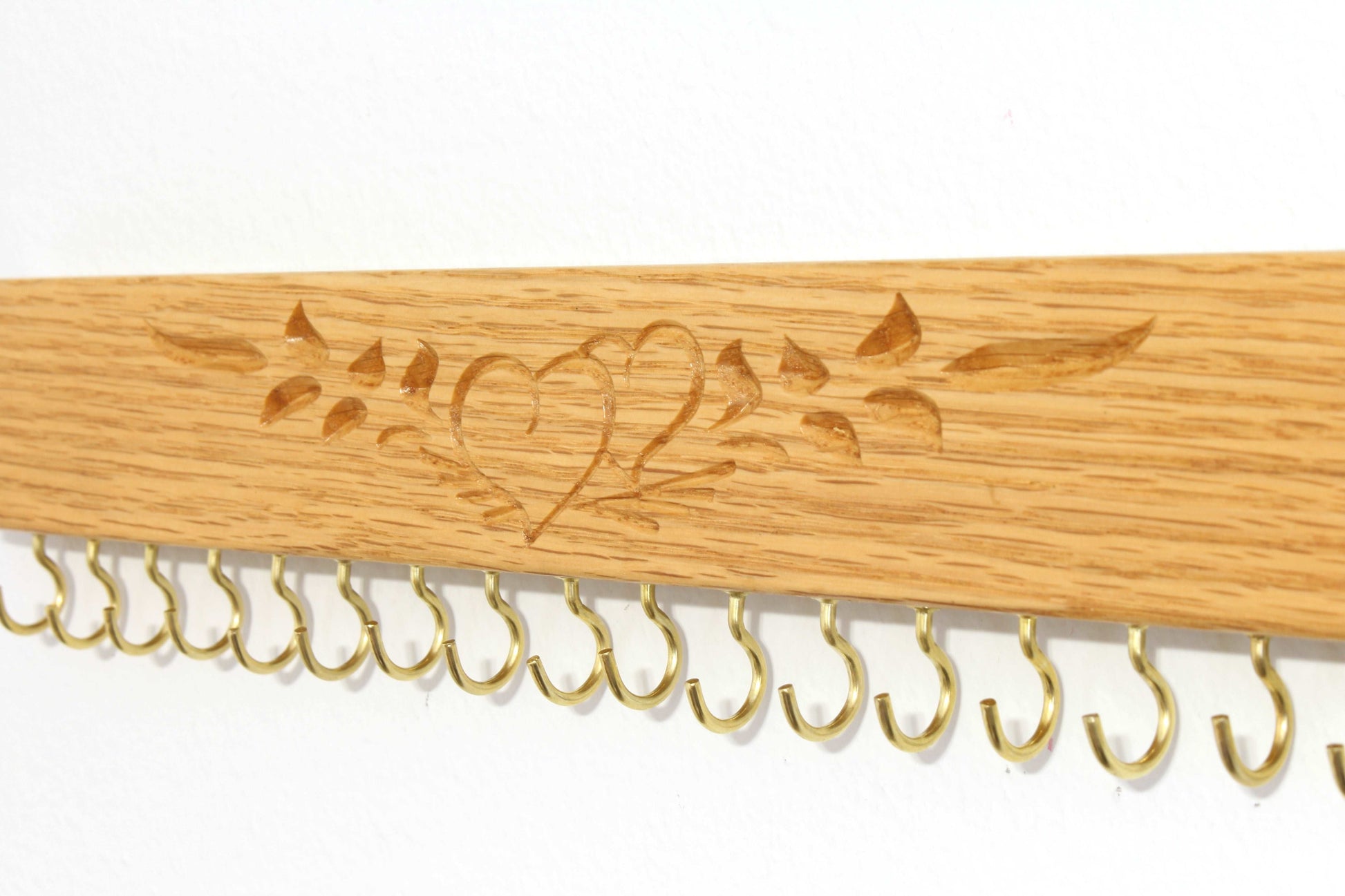 Jewelry Organizer Natural Oak wall mount engraved