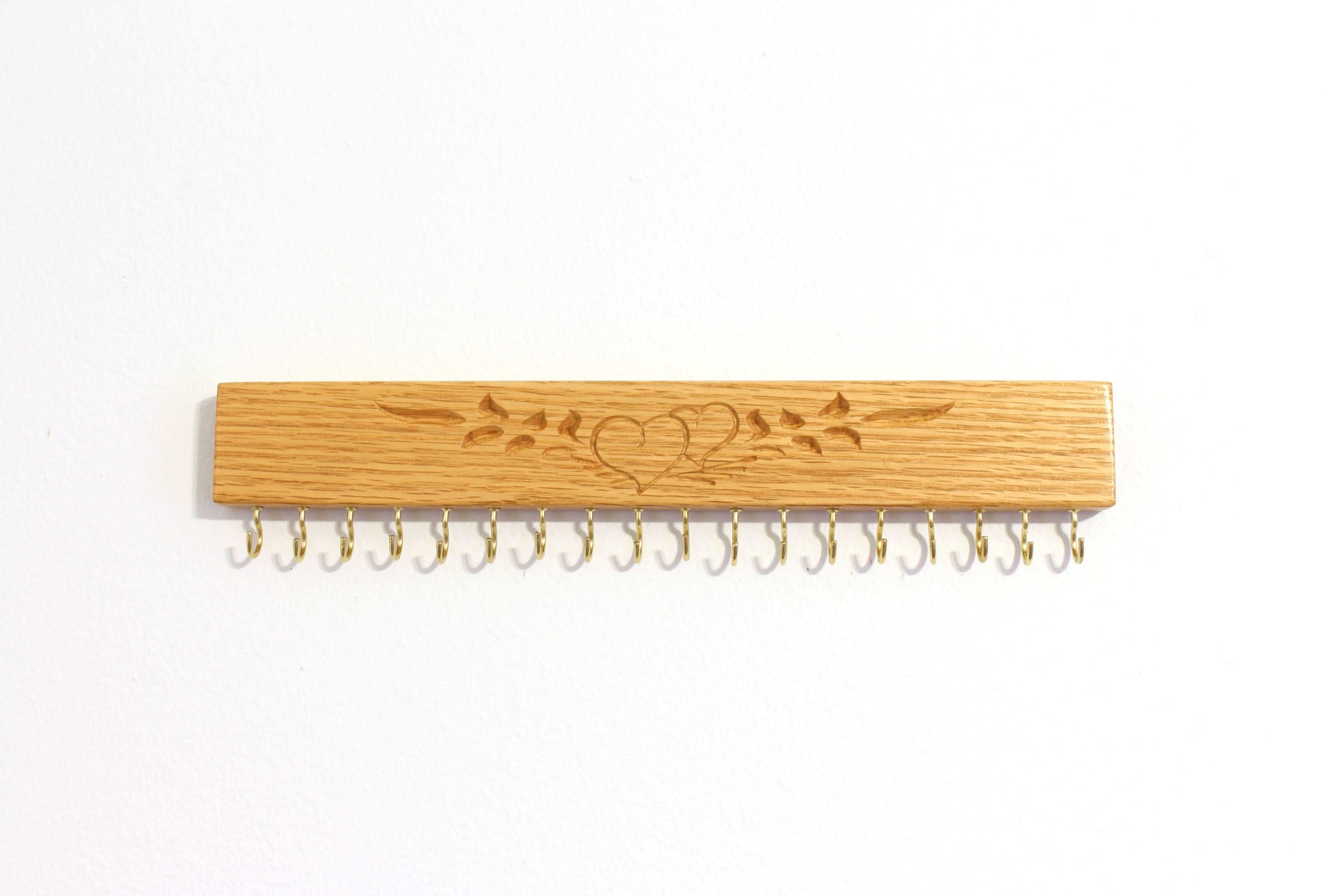 Jewelry Organizer Natural Oak wall mount engraved