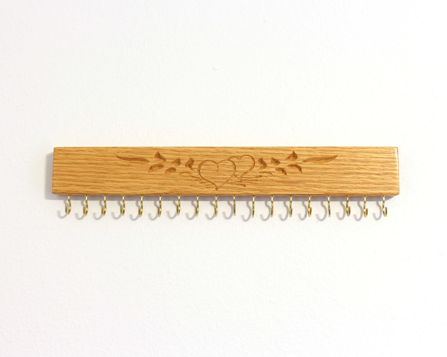Jewelry Organizer Natural Oak wall mount engraved