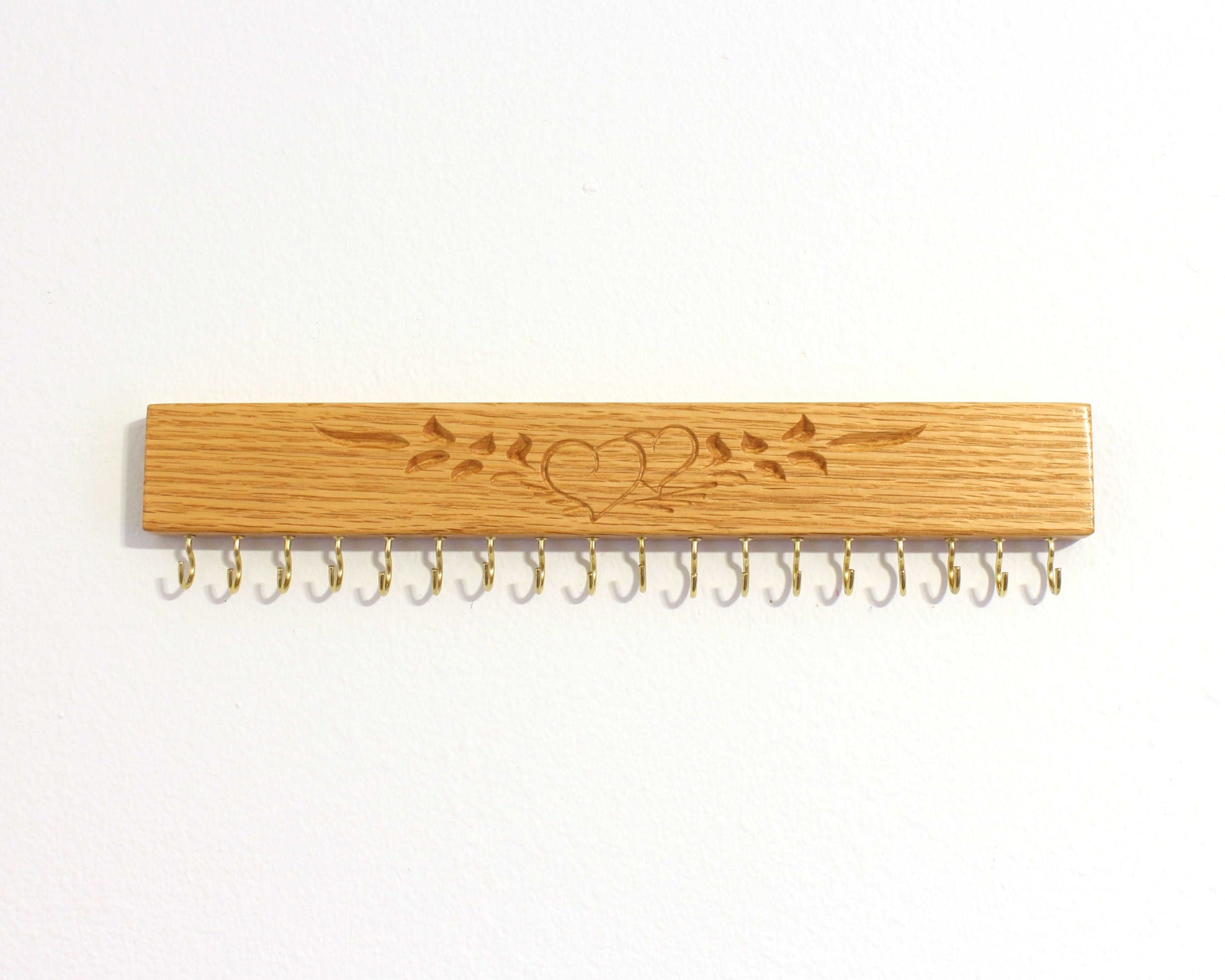 Jewelry Organizer Natural Oak wall mount engraved