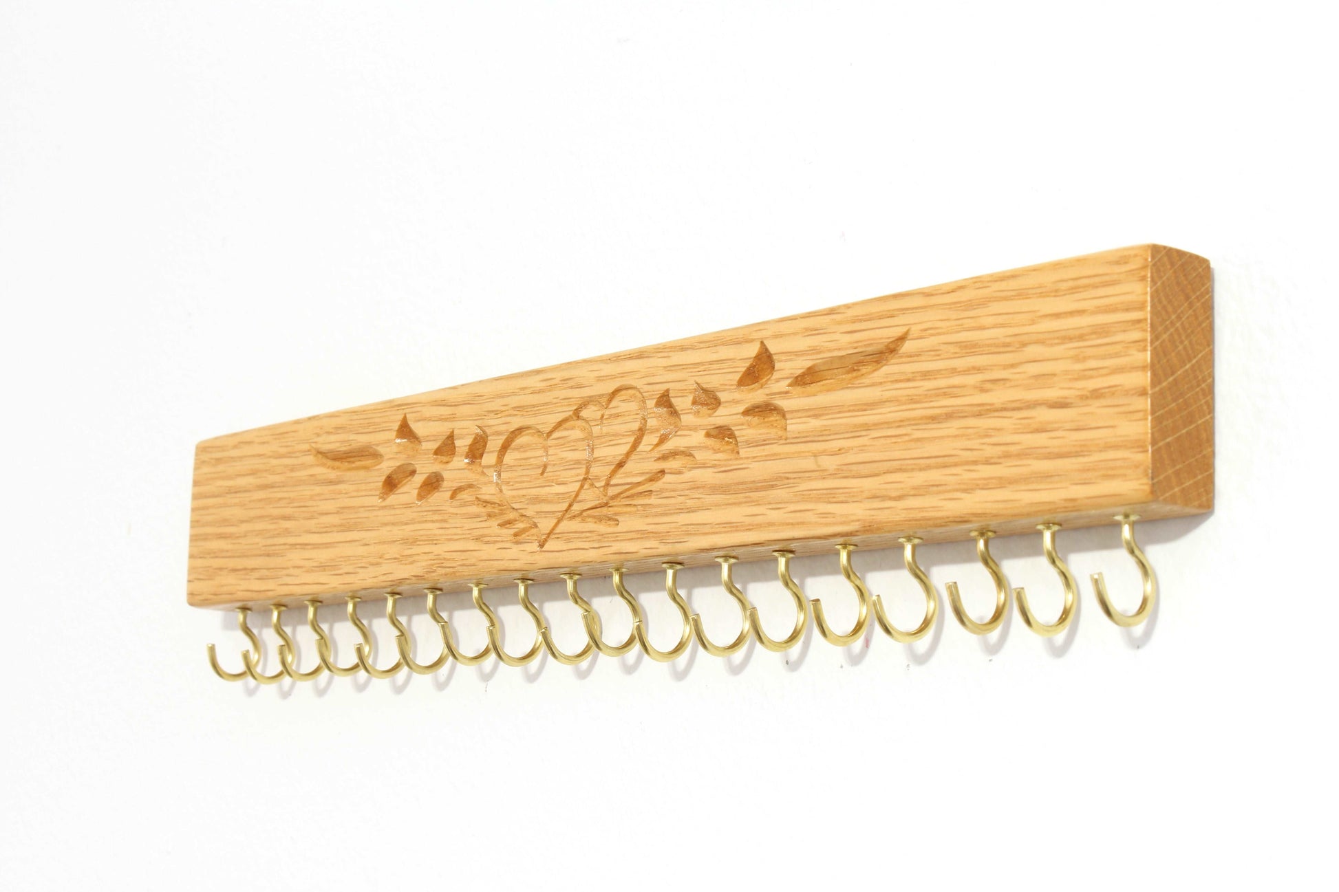 Jewelry Organizer Natural Oak wall mount engraved