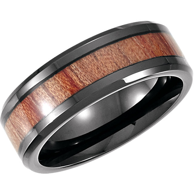 Black Cobalt Ring with Rosewood Inlay