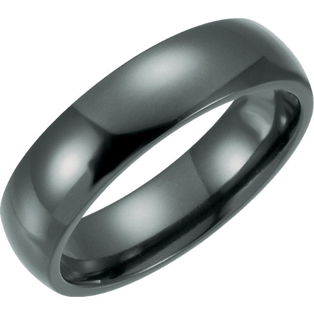 Black Titanium Domed Polished Band, 6mm Width