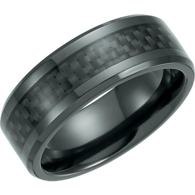 Black Titanium with Beveled Edge and Carbon Fiber Inlay
