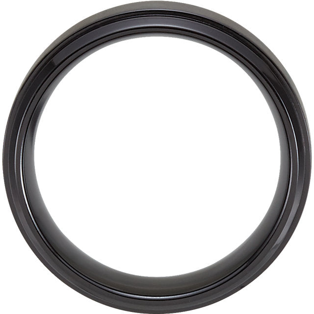 Black Titanium Satin and Polished Ridged Band, 9mm Width