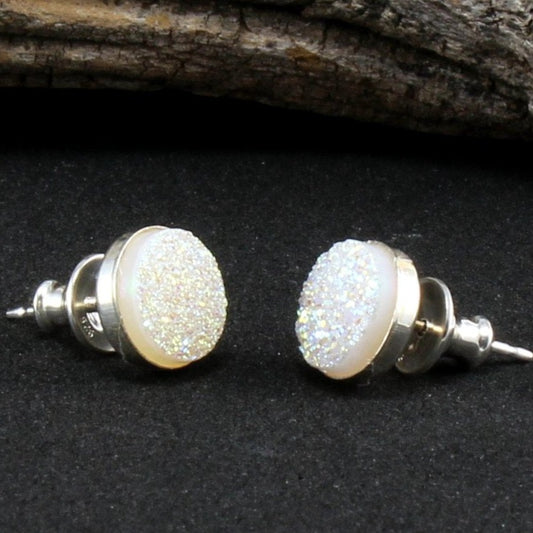 Druzy Stud Earrings in .925 Sterling Silver
