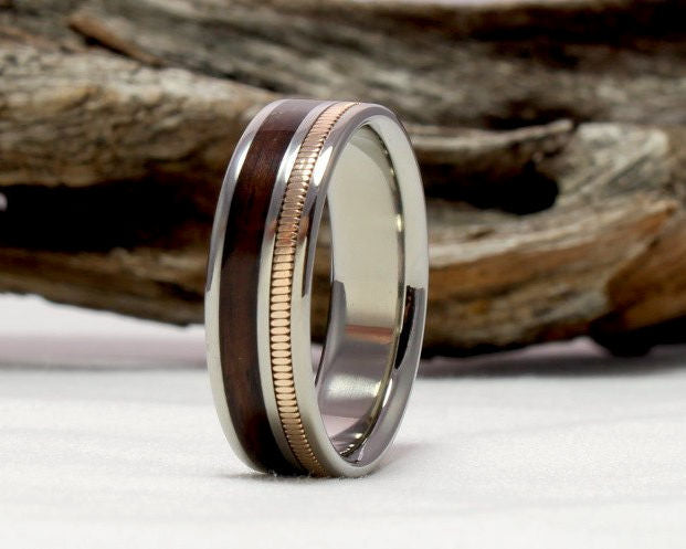 Titanium Guitar String Ring with East Indian Rosewood
